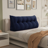 Triangular Reading Pillow Large Bolster Headboard Corduroy-Deep Blue